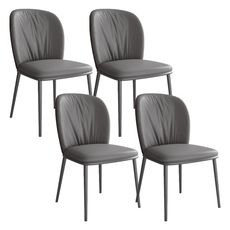 Modern Style Faux Leather Chair Armless Metal Side Chair for Home Use