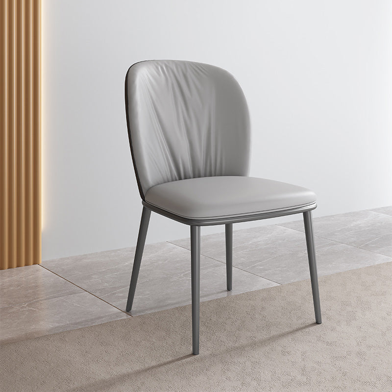 Modern Style Faux Leather Chair Armless Metal Side Chair for Home Use