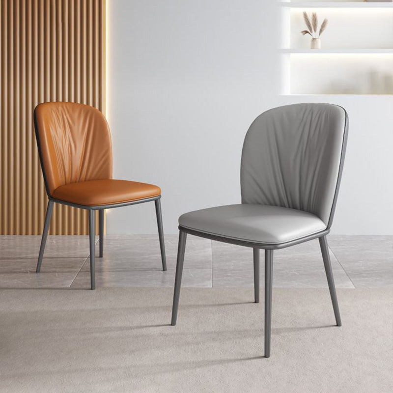 Modern Style Faux Leather Chair Armless Metal Side Chair for Home Use