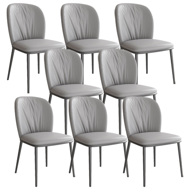 Modern Style Faux Leather Chair Armless Metal Side Chair for Home Use