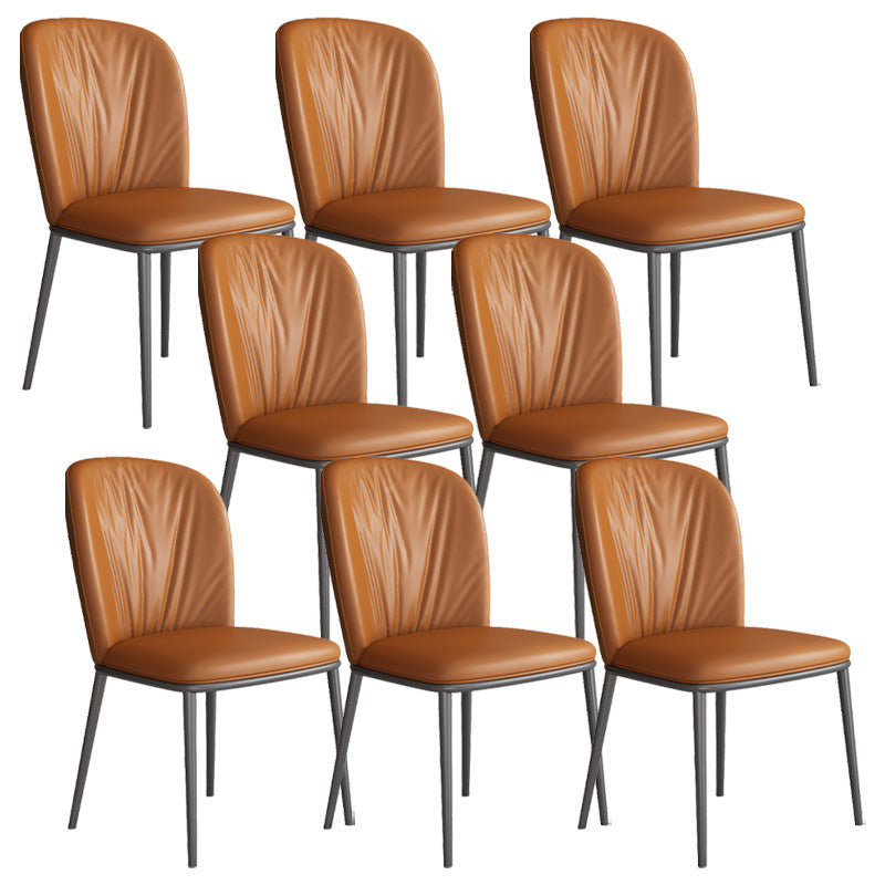 Modern Style Faux Leather Chair Armless Metal Side Chair for Home Use