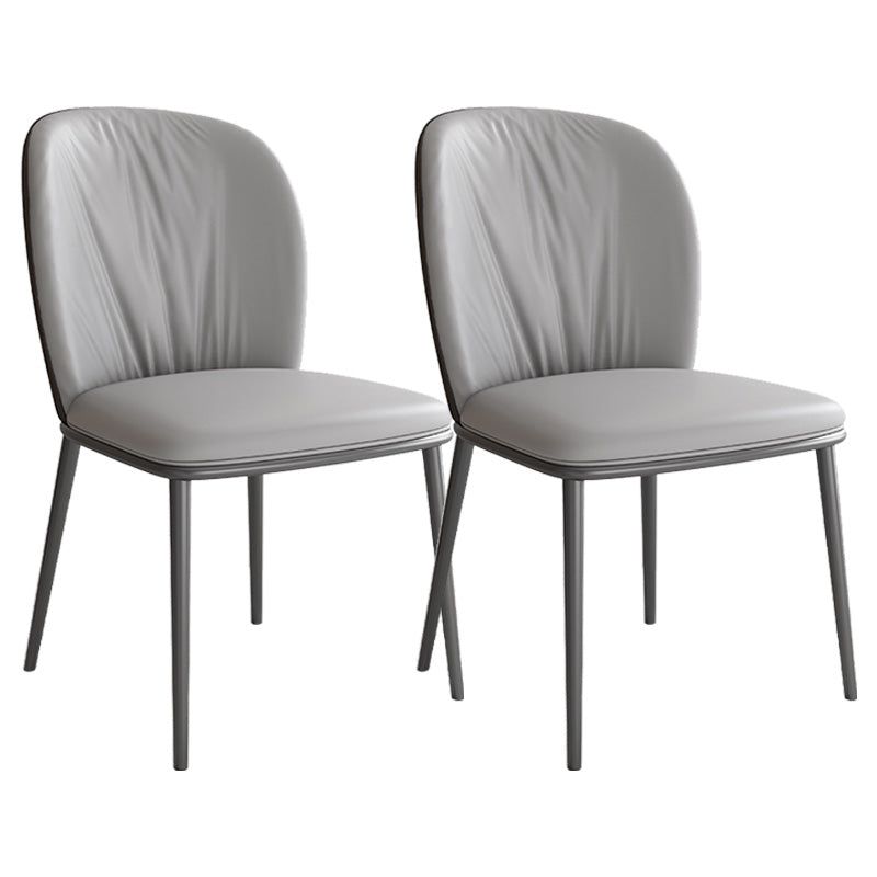 Modern Style Faux Leather Chair Armless Metal Side Chair for Home Use