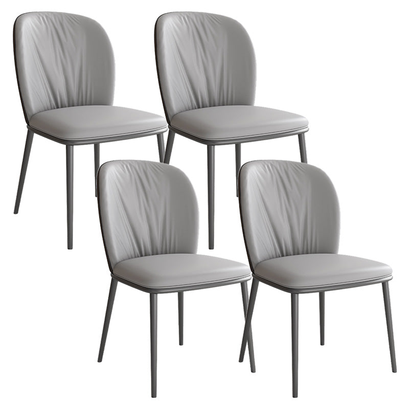 Modern Style Faux Leather Chair Armless Metal Side Chair for Home Use