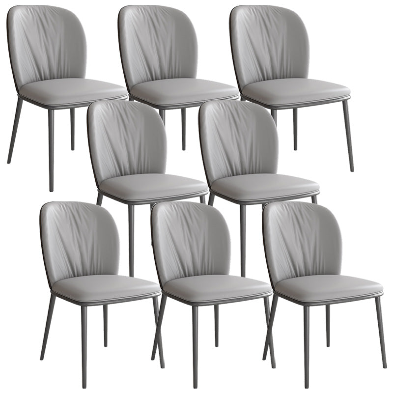 Modern Style Faux Leather Chair Armless Metal Side Chair for Home Use