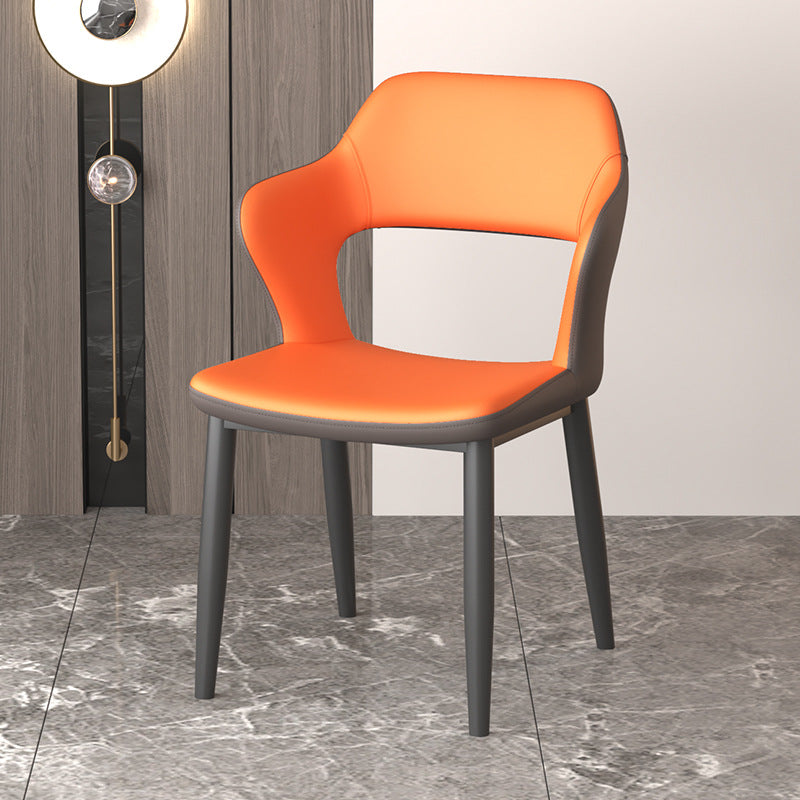 Modern Faux Leather Dining Side Chairs Open Back Dining Arm Chair for Dining Room
