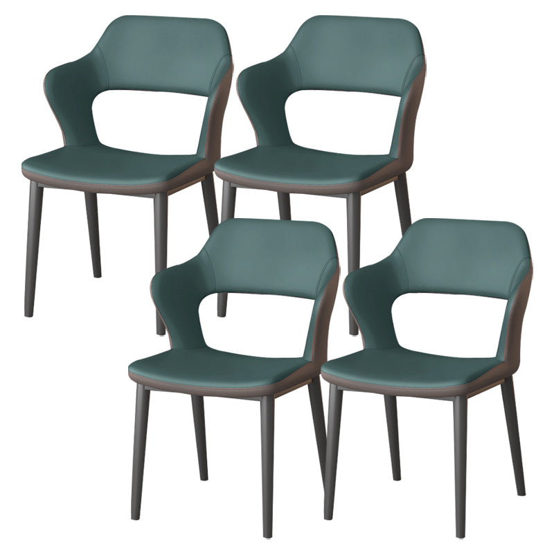 Modern Faux Leather Dining Side Chairs Open Back Dining Arm Chair for Dining Room