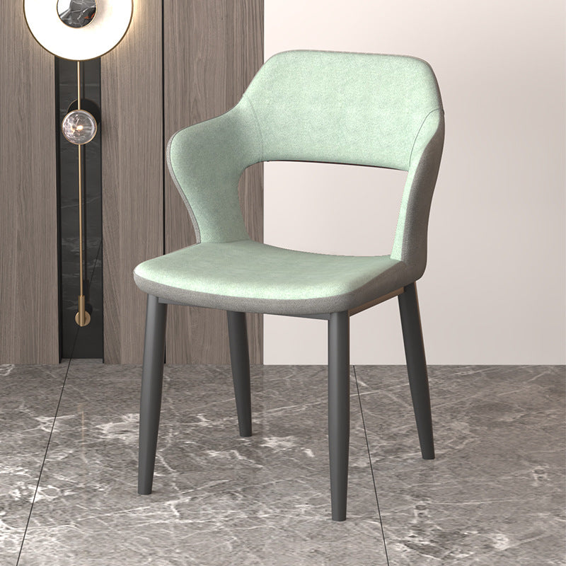 Modern Faux Leather Dining Side Chairs Open Back Dining Arm Chair for Dining Room