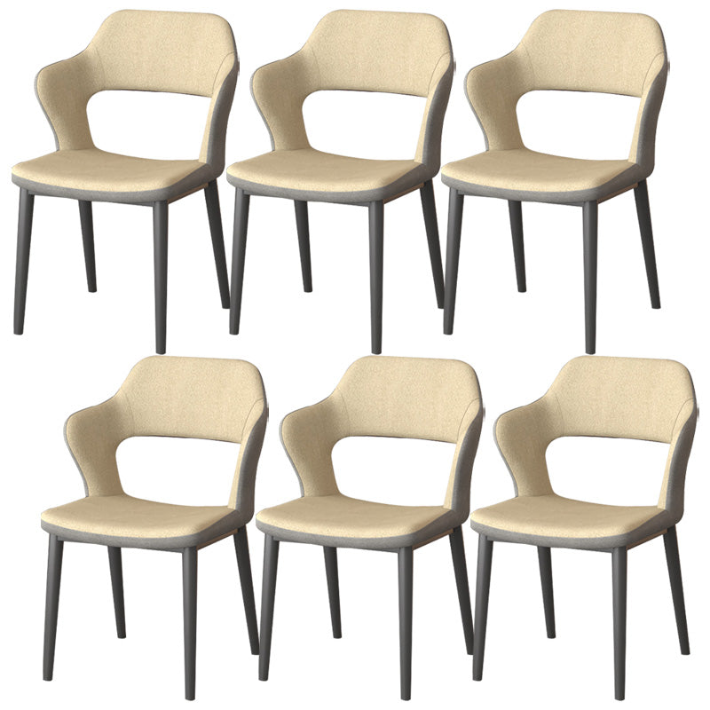 Modern Faux Leather Dining Side Chairs Open Back Dining Arm Chair for Dining Room