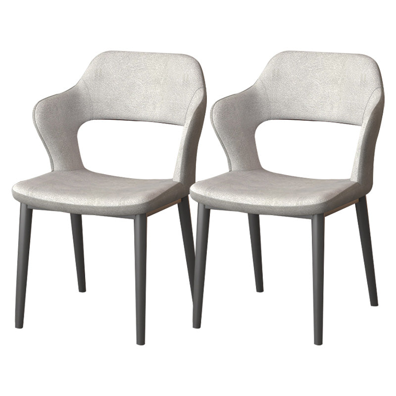 Modern Faux Leather Dining Side Chairs Open Back Dining Arm Chair for Dining Room
