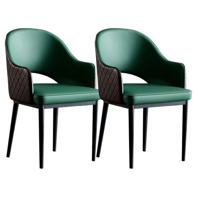 Open Back Dining Arm Chair Modern Style Faux Leather Dining Side Chairs