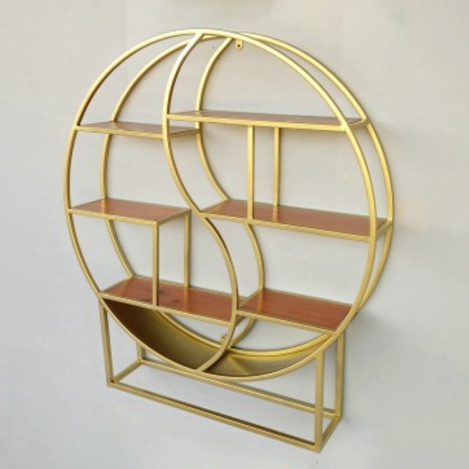 Wall Mounted Metal Shelf Bookcase Study Room Open Book Shelf with Shelves