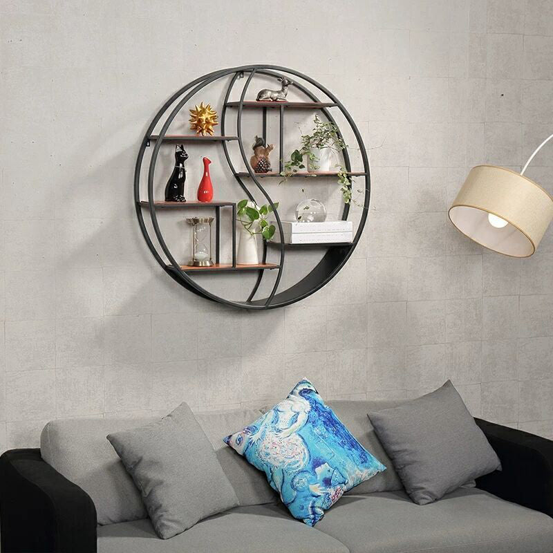 Wall Mounted Metal Shelf Bookcase Study Room Open Book Shelf with Shelves