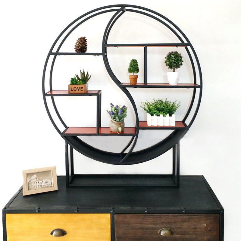 Wall Mounted Metal Shelf Bookcase Study Room Open Book Shelf with Shelves