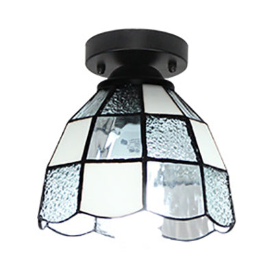 Tiffany Style Dome plafonnier Light Verre 1 Light Light Flush Plafond Light in Blanc / Bleu / Clear for Corridor