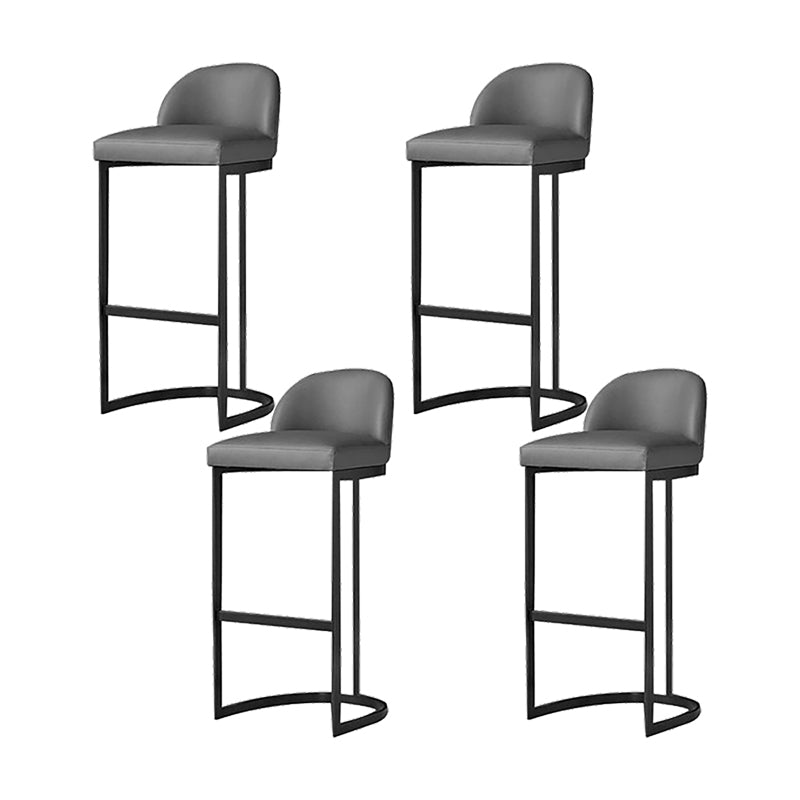 Industrial Low Back Stool Bucket Faux Leather Bar Stools for Bar