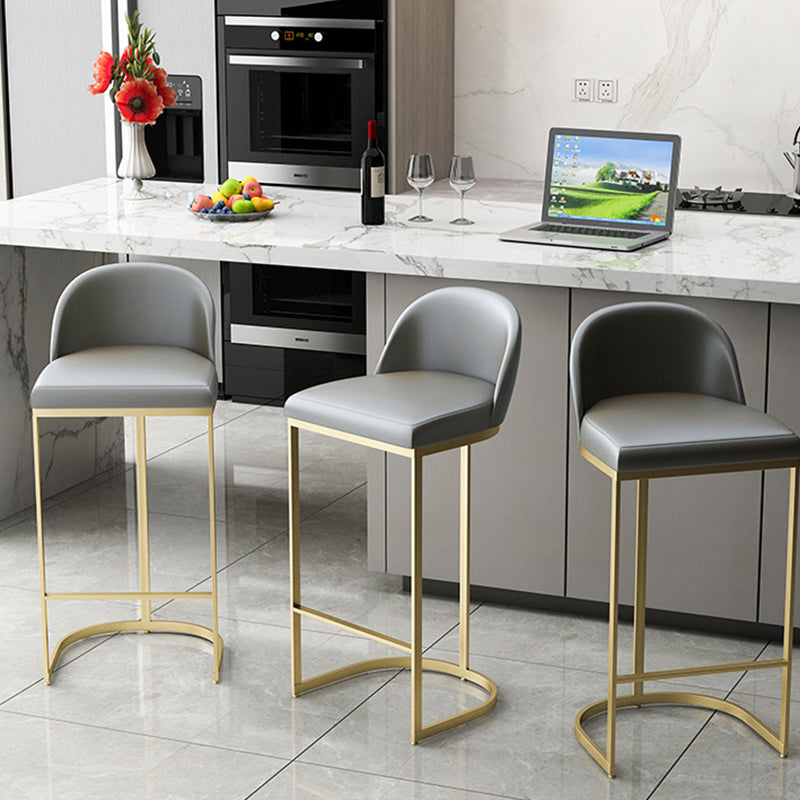 Industrial Low Back Stool Bucket Faux Leather Bar Stools for Bar