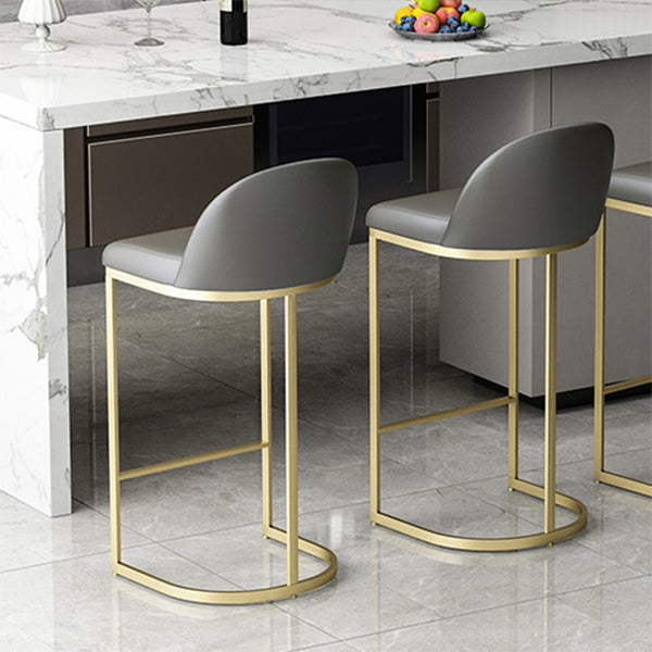 Industrial Low Back Stool Bucket Faux Leather Bar Stools for Bar