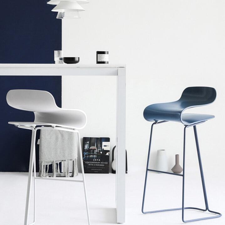 Backrest Armless Counter Stool Modern Iron Bar Stool with Plastic Cushion