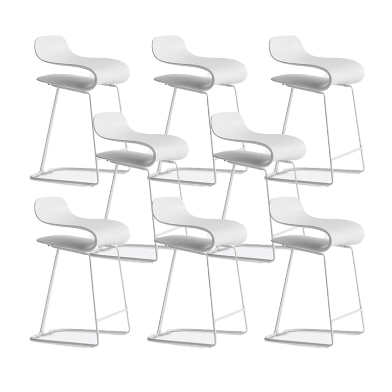 Backrest Armless Counter Stool Modern Iron Bar Stool with Plastic Cushion