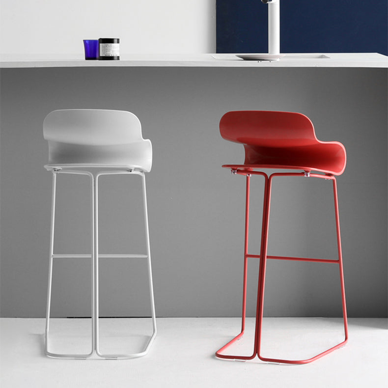 Backrest Armless Counter Stool Modern Iron Bar Stool with Plastic Cushion