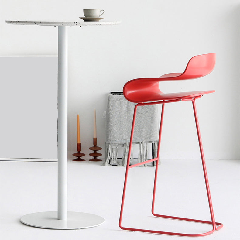 Backrest Armless Counter Stool Modern Iron Bar Stool with Plastic Cushion