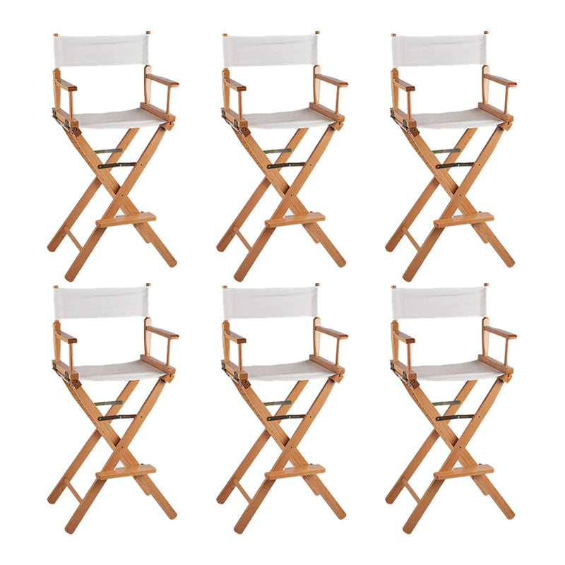 Industrial Backrest Arm Counter Stool Solid Wood Bar Stool with Canvas Cushion