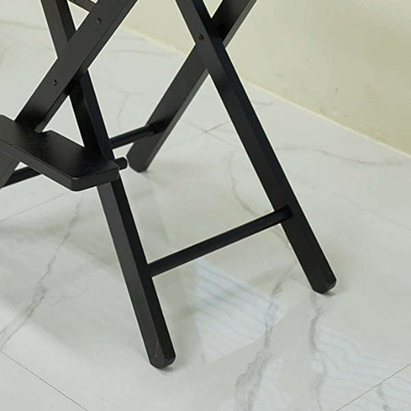 Industrial Backrest Arm Counter Stool Solid Wood Bar Stool with Canvas Cushion