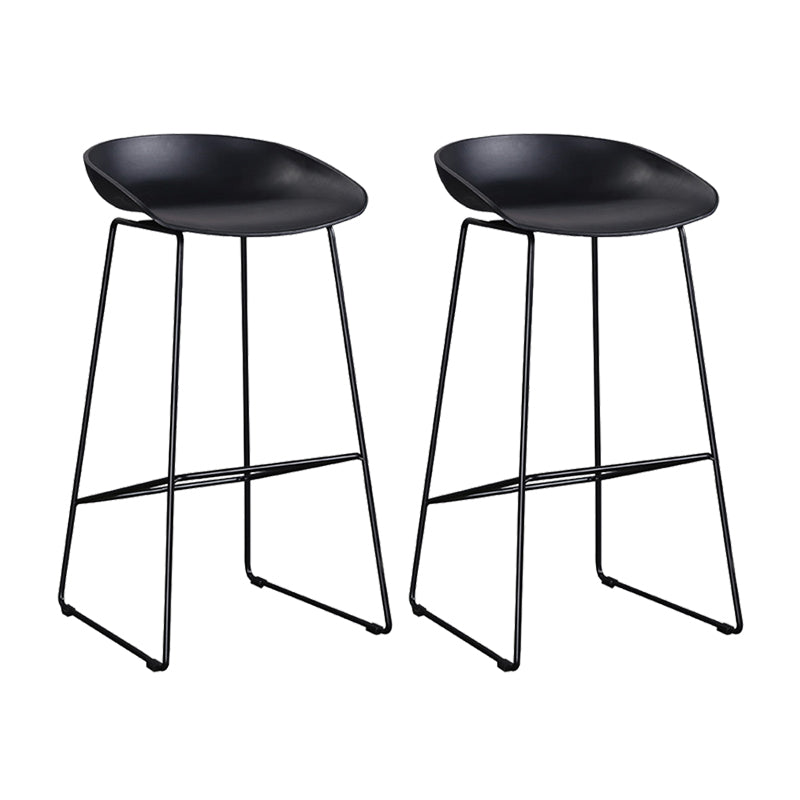 Modern Backrest Armless Counter Stool Metal High Stool with Plastic Cushion