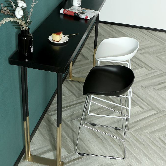 Modern Backrest Armless Counter Stool Metal High Stool with Plastic Cushion