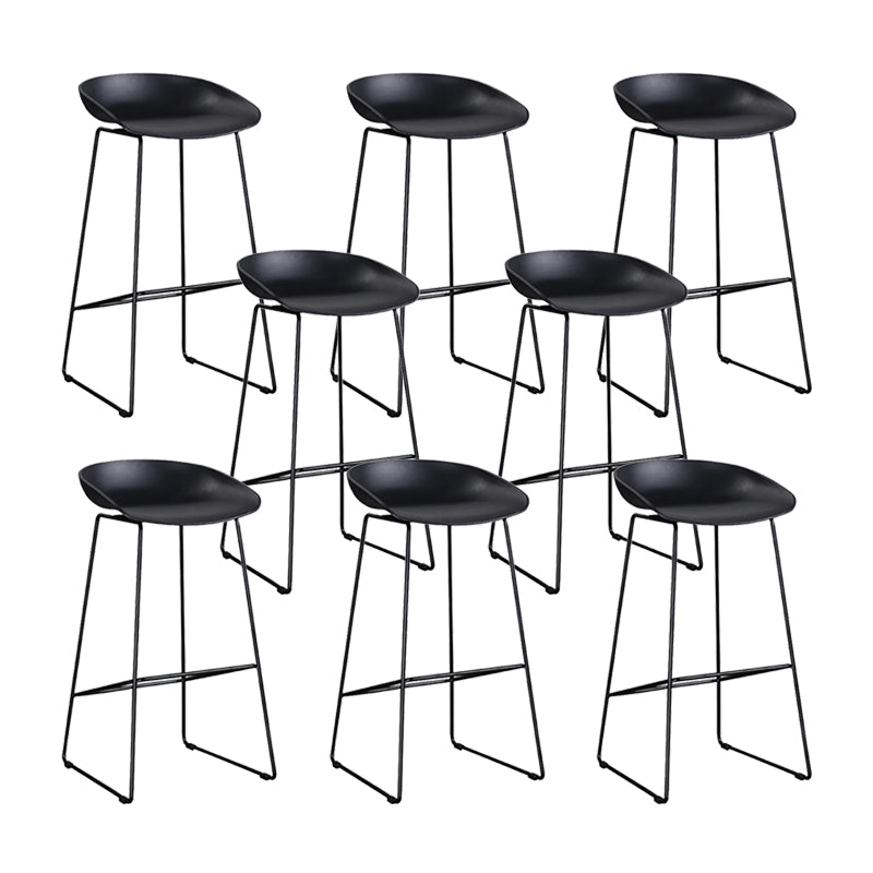 Modern Backrest Armless Counter Stool Metal High Stool with Plastic Cushion