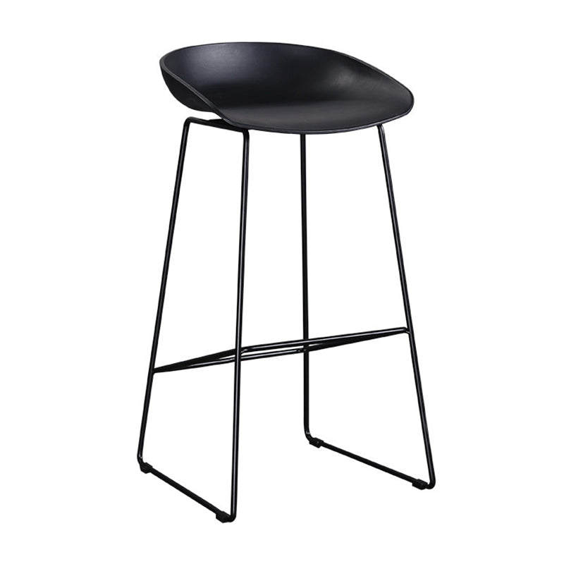 Modern Backrest Armless Counter Stool Metal High Stool with Plastic Cushion