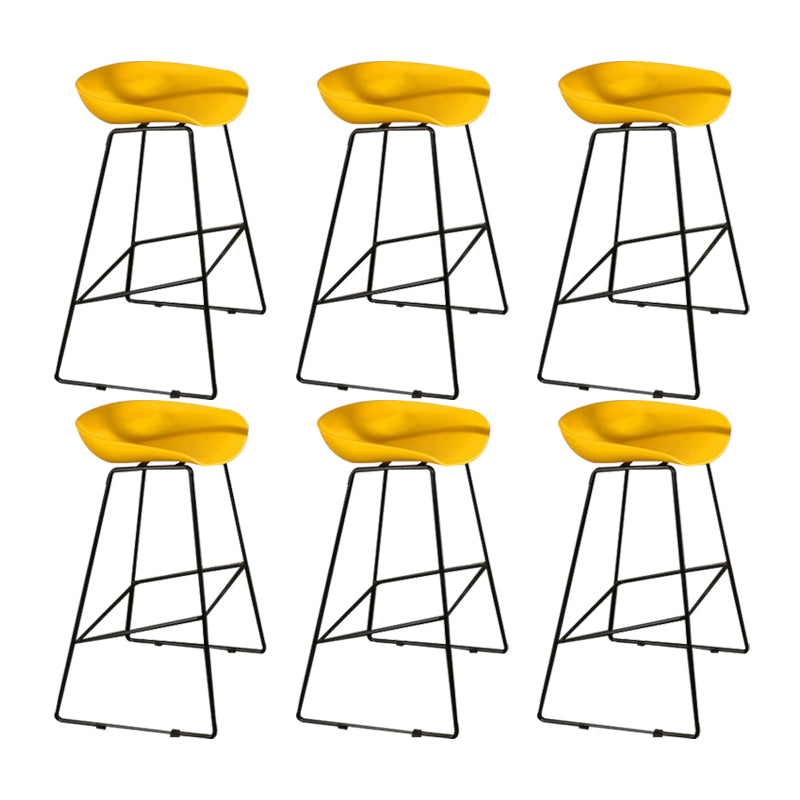 Modern Backrest Armless Counter Stool Metal High Stool with Plastic Cushion