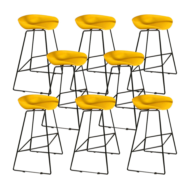 Modern Backrest Armless Counter Stool Metal High Stool with Plastic Cushion