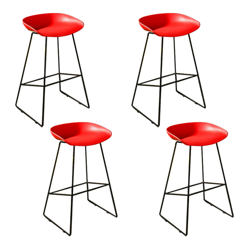 Modern Backrest Armless Counter Stool Metal High Stool with Plastic Cushion