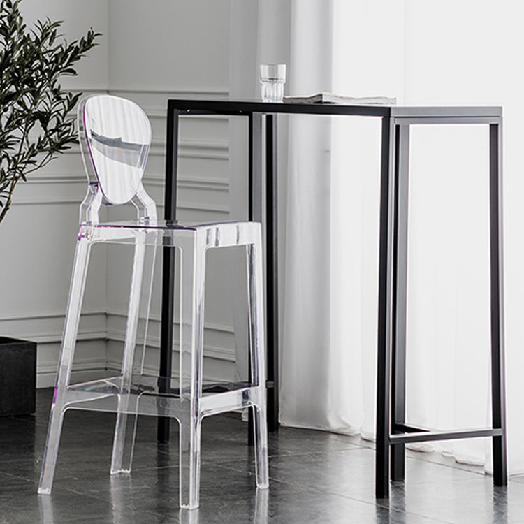 Industrial Backrest Armless Counter Stool Plastic Bar Stool with 4 Legs