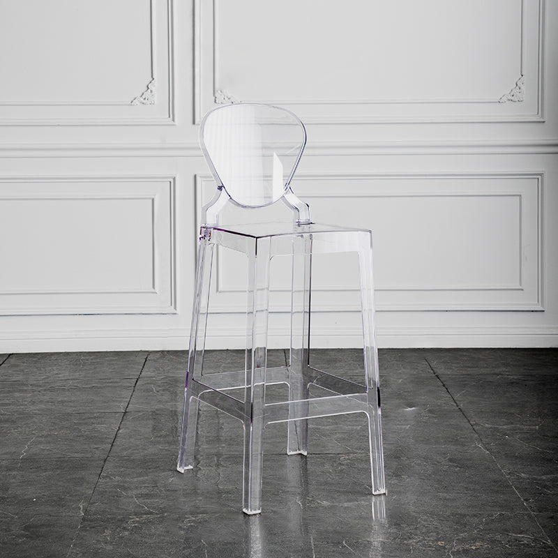 Industrial Backrest Armless Counter Stool Plastic Bar Stool with 4 Legs