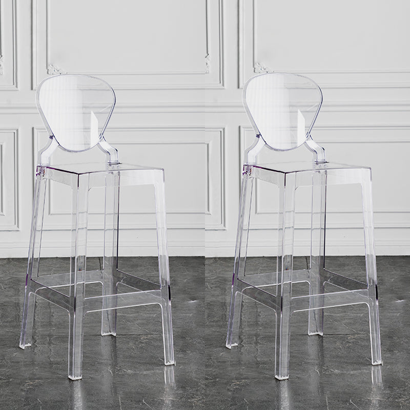 Industrial Backrest Armless Counter Stool Plastic Bar Stool with 4 Legs