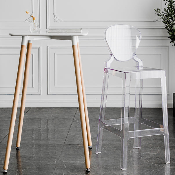 Industrial Backrest Armless Counter Stool Plastic Bar Stool with 4 Legs