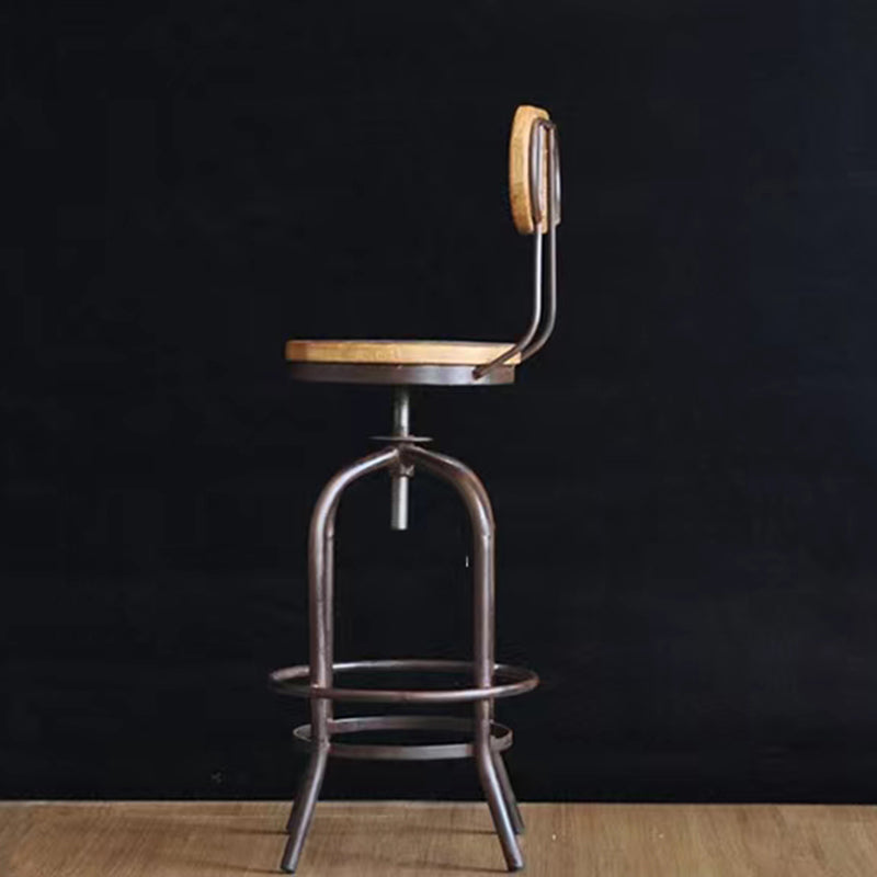 Modern Armless Counter Stool Metal Bar Stool with Wooden Seat
