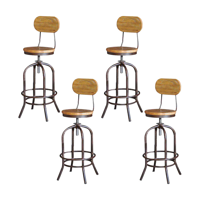 Modern Armless Counter Stool Metal Bar Stool with Wooden Seat