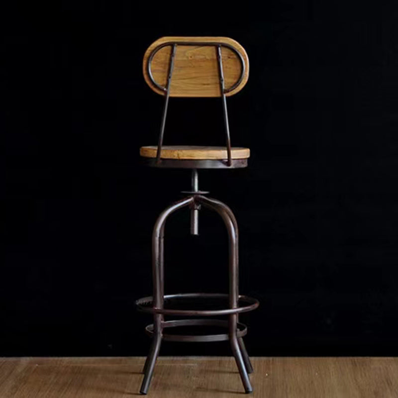 Modern Armless Counter Stool Metal Bar Stool with Wooden Seat