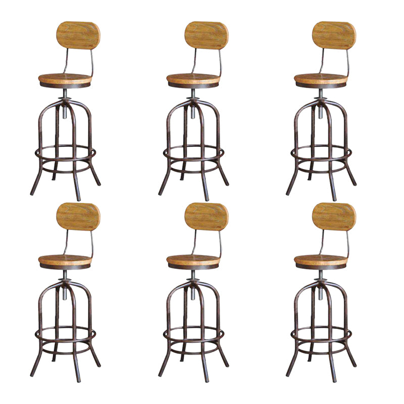 Modern Armless Counter Stool Metal Bar Stool with Wooden Seat