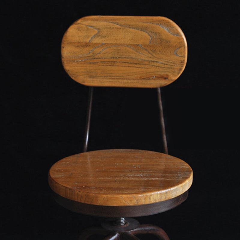 Modern Armless Counter Stool Metal Bar Stool with Wooden Seat