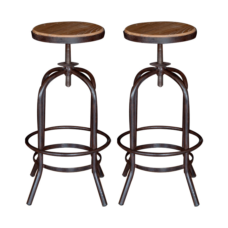 Modern Armless Counter Stool Metal Bar Stool with Wooden Seat