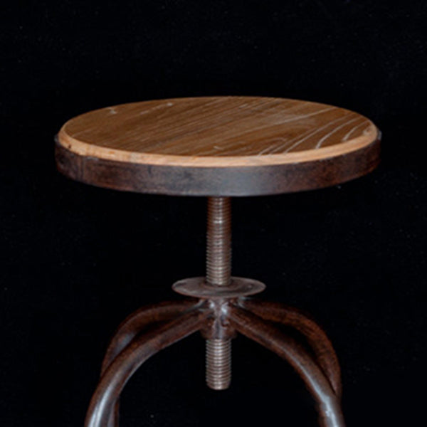 Modern Armless Counter Stool Metal Bar Stool with Wooden Seat