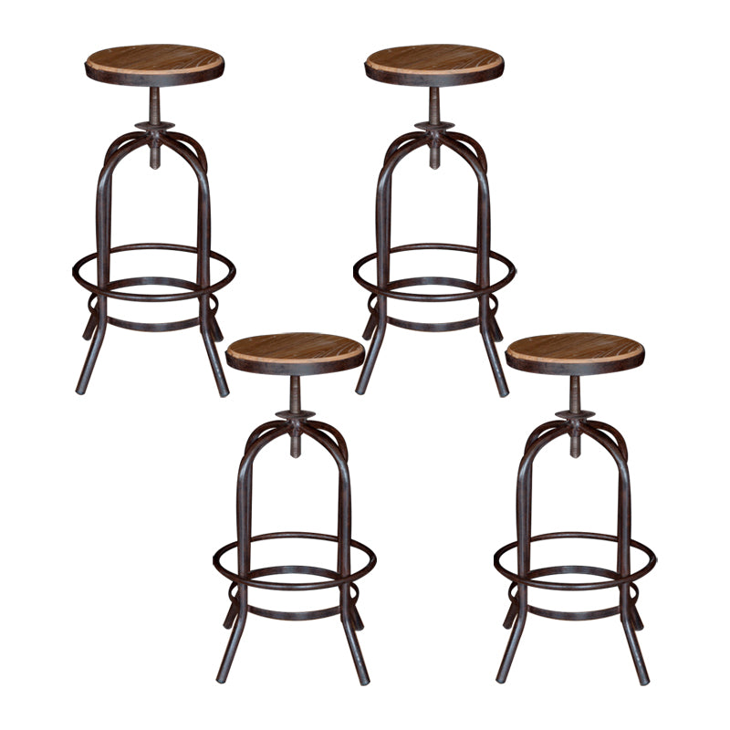 Modern Armless Counter Stool Metal Bar Stool with Wooden Seat