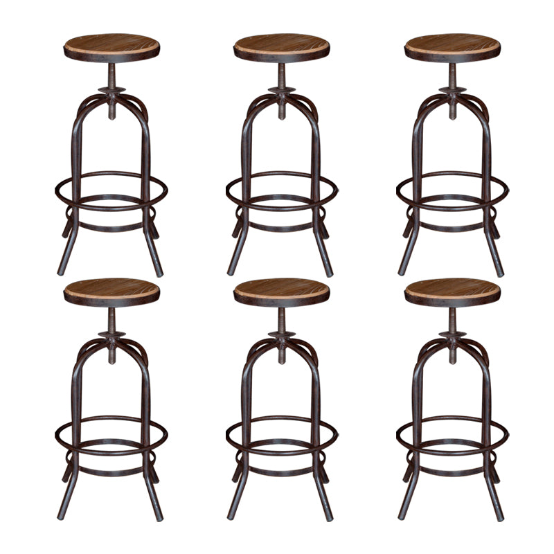 Modern Armless Counter Stool Metal Bar Stool with Wooden Seat