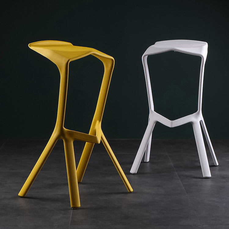 Industrial Armless Counter Stool Plastic Cafe Bar Stool with 4 Legs