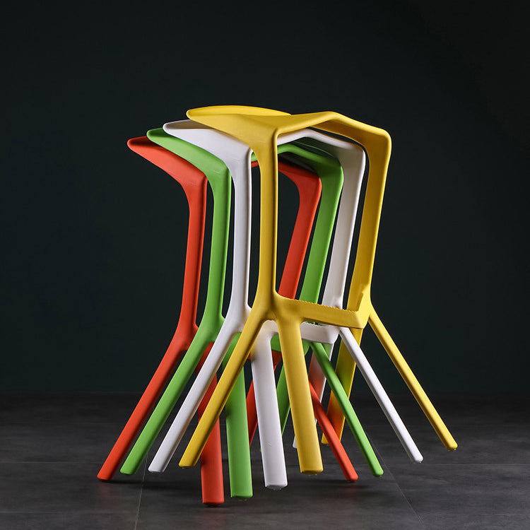 Industrial Armless Counter Stool Plastic Cafe Bar Stool with 4 Legs