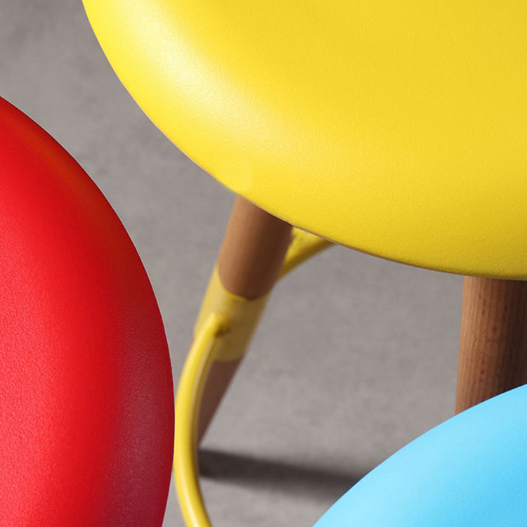 Modern Round Seat Counter Stool Solid Wood Backless Counter-height Stool